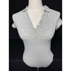 Vintage Y2K Ezra Fitch Abercrombie Grey Moose Embroidered Polo Baby Tee Women